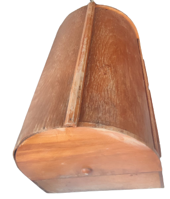 1940 MASİF STOR KAPAKLI ATÖLYE EL YAPIM  CEKMECELİ EKMEK SAKLAMA DOLABI  İÇERSİ MAVİ MUSANBA KAPLAMA 