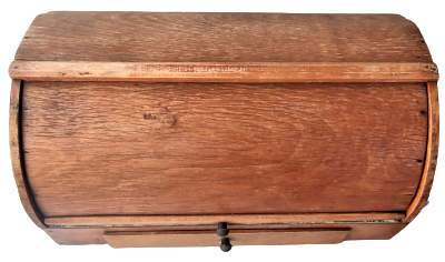 1940 MASİF STOR KAPAKLI ATÖLYE EL YAPIM  CEKMECELİ EKMEK SAKLAMA DOLABI  İÇERSİ MAVİ MUSANBA KAPLAMA 