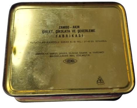 1960 KAPAKLI TENEKE ÜZERİ RESİMLİ ARAP KIZI ZAMBO CİKLET SAKIZ KUTUSU