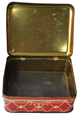 1960 KAPAKLI TENEKE ÜZERİ RESİMLİ ARAP KIZI ZAMBO CİKLET SAKIZ KUTUSU