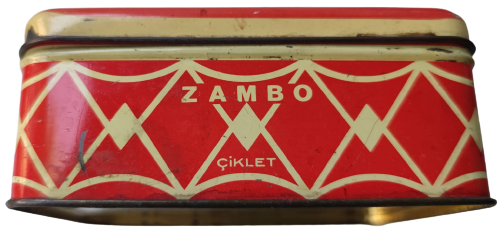 1960 KAPAKLI TENEKE ÜZERİ RESİMLİ ARAP KIZI ZAMBO CİKLET SAKIZ KUTUSU