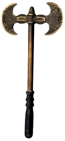 1970 TEBER ANTEP USTA YAPIMI ÜZERİ OSMANLICA YAZILI VE TUGRALI PİRİNC CİF TARAFLI BALTA  AHŞAP SAPLI  PİRİNC TEBER