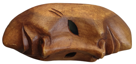 1970 MELPOMENE TRAJİ GÜLEN VE AGLAYAN YÜZ  ZEYTİN AGACINDAN EL OYMA SANATCI İŞİ  MASK