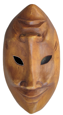 1970 MELPOMENE TRAJİ GÜLEN VE AGLAYAN YÜZ  ZEYTİN AGACINDAN EL OYMA SANATCI İŞİ  MASK