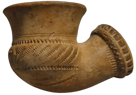 OSMANLI DAMGALI 19 YUZYIL KENARLAR İŞLEMELİ TOPHANE LÜLE TÜTÜN İÇME TOPRAK KİL İLE  EL YAPIM PİŞMİŞ FIRINLANMIŞ KİLDEN YAPILMA 