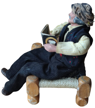 OSMANLI AHSAP ÖRME  SEDİRDE OTURUP ELİNDE KURAN TUTARAK OKUYAN DERVİŞ TAMAMI EL YAPIM SANATCI YAPIMI