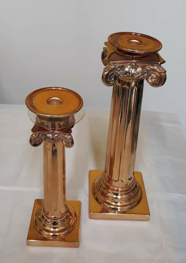 2 ADET SARI METAL ŞAMDAN KÜÇÜK BOY 30 CM BÜYÜK BOY 37 CMŞAMDAN