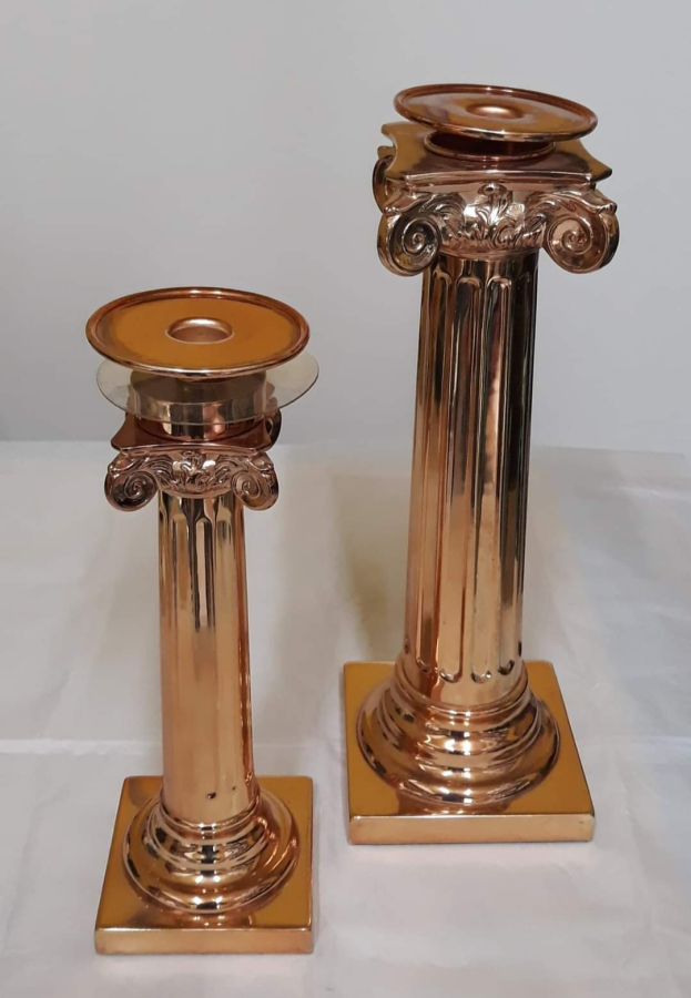 2 ADET SARI METAL ŞAMDAN KÜÇÜK BOY 30 CM BÜYÜK BOY 37 CMŞAMDAN