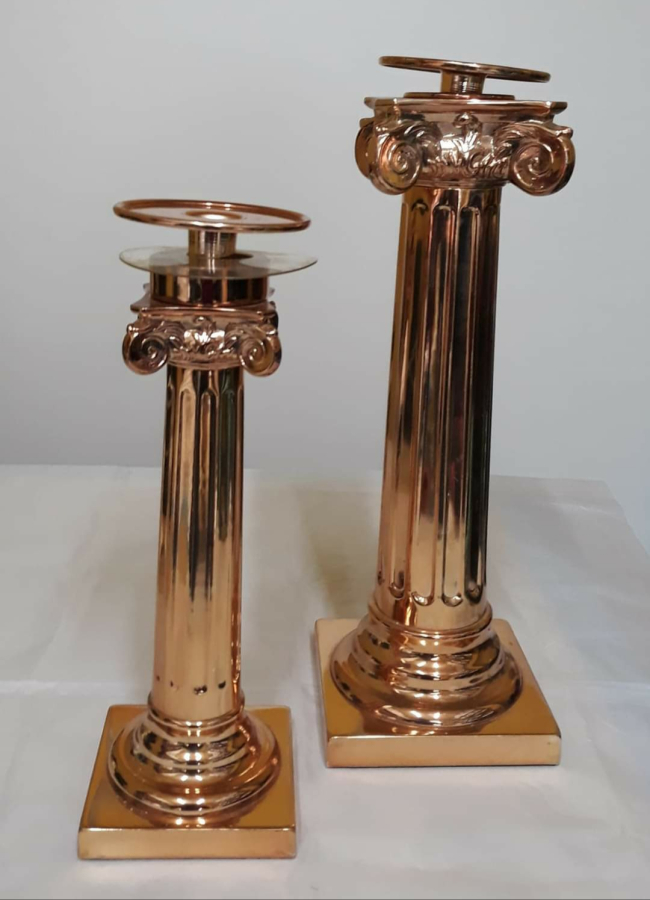 2 ADET SARI METAL ŞAMDAN KÜÇÜK BOY 30 CM BÜYÜK BOY 37 CMŞAMDAN