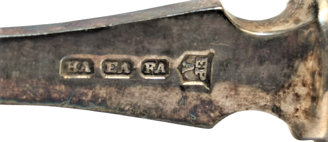 19 YUZYIL ENGLAND HA  EA  FA  EPA SİLVER PLATE  ATKİN BROTHERS SHEFFİELD SERVİS MAŞASI ÜZERİ KALEM İŞ TESTERE KESİM