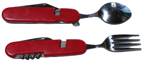 KAMP AVCI CAKI  COK FONKSİYONLU BİRBİRİNDEN AYRILABİLİR KASIK CATAL OLARAK KULLANILAN   VE CAKI TİRBUŞON KIRMIZI  RENKDE
