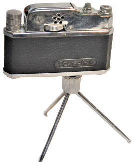KKW PP 13449 MİNİ TRİPOT AYAKLI OBJEKTİFLİ FOTOĞRAF MAKİNESİ ŞEKLİNDE MEKANİK TAŞLI GAZLI CAKMAK LİGHTER JAPAN 1948