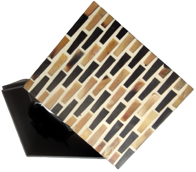 AHŞAP SİYAH UZERİ BOYNUZ  KAPLAMA  KAPAKLI KUTU TASBİH MUCEVHER SAKLAMA KUTUSU