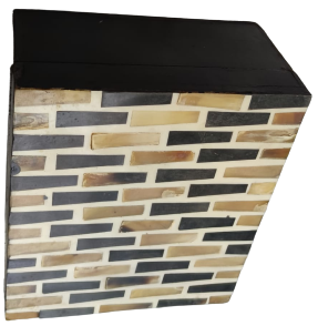 AHŞAP SİYAH UZERİ BOYNUZ  KAPLAMA  KAPAKLI KUTU TASBİH MUCEVHER SAKLAMA KUTUSU