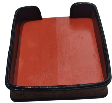 OSMANLI AHŞAP KENARLAR HASIR SUMEN DOSYA EVRAK KUTUSU ARKASINDA SEF KATİP  APTULLAH EFENDİ YAZMAKTADIR