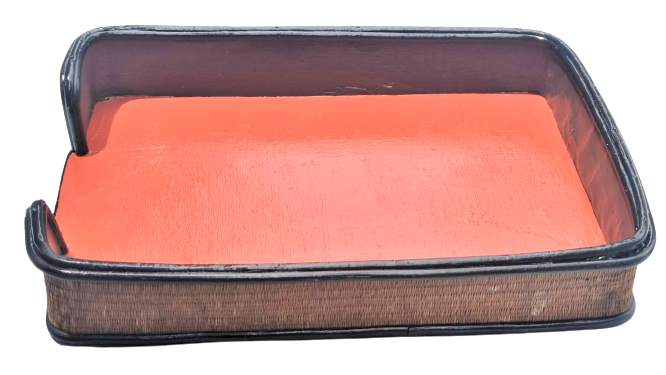 OSMANLI AHŞAP KENARLAR HASIR SUMEN DOSYA EVRAK KUTUSU ARKASINDA SEF KATİP  APTULLAH EFENDİ YAZMAKTADIR