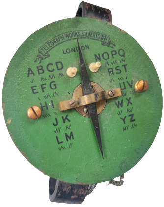 1864 TELEGRAPH WORKS SİLVERTOWN LONDON BİRİNCİ DUNYA ŞAVAŞINDA KULLANILAN TREN TELGRAF ALETİ MAVUN AGACINDAN KAPAKLI KUTUSUNDA