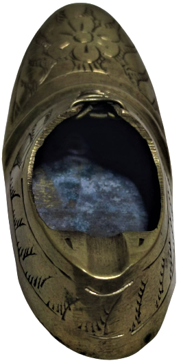 PİRİNC EL YAPIM ÜZERİ KALEM İŞİ BAGCIKLI TEK AYAKKABI KULLÜK KÜL TABLASI 