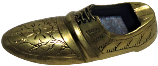 PİRİNC EL YAPIM ÜZERİ KALEM İŞİ BAGCIKLI TEK AYAKKABI KULLÜK KÜL TABLASI 