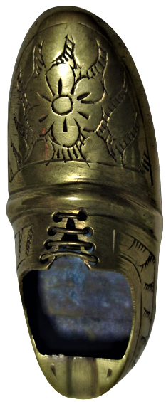 PİRİNC EL YAPIM ÜZERİ KALEM İŞİ BAGCIKLI TEK AYAKKABI KULLÜK KÜL TABLASI 