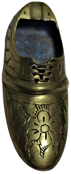 PİRİNC EL YAPIM ÜZERİ KALEM İŞİ BAGCIKLI TEK AYAKKABI KULLÜK KÜL TABLASI 