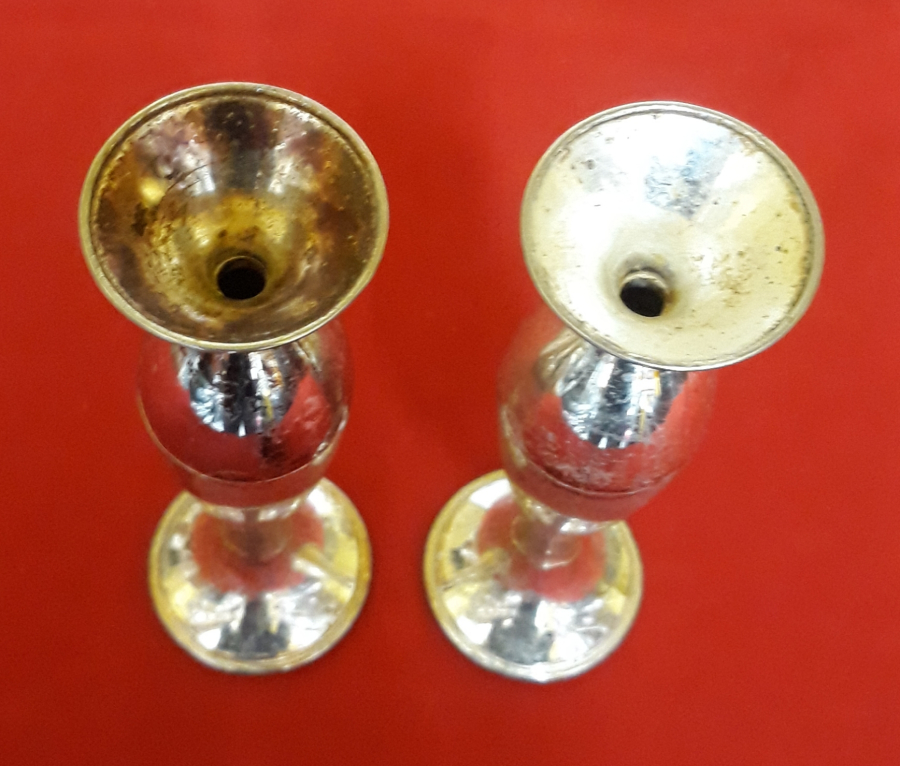 İNGİLİZ DAMGALI ZİNC ŞAMDAN 2 ADET BOY 14 CM