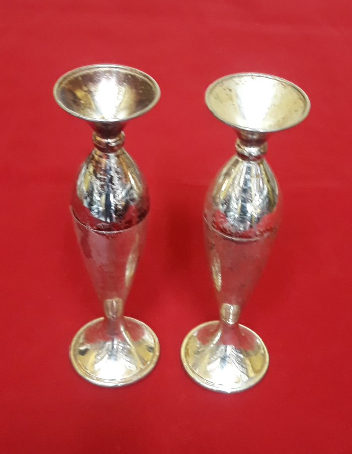 İNGİLİZ DAMGALI ZİNC ŞAMDAN 2 ADET BOY 14 CM