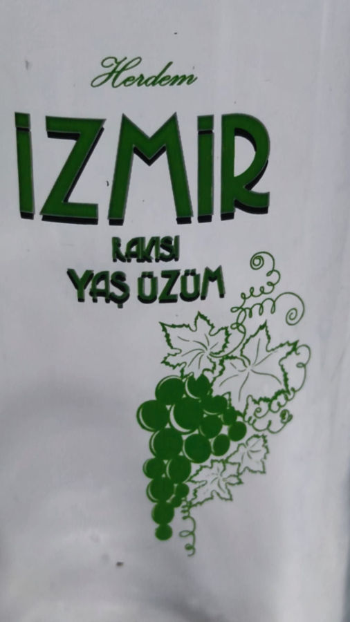 HERDEM İZMİR RAKISI YAŞ ÜZÜM ÜZERİ YEŞİL ÜZÜM SALKIM RESİMLİ ŞEFFAF CAM RAKI BARDAGI