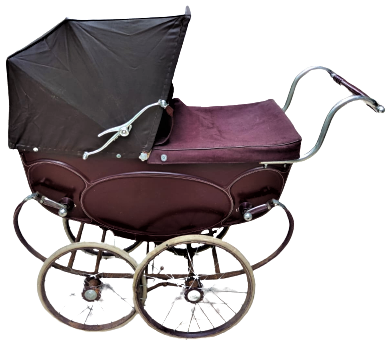 1920 SİLVER CROSS LUXURY BABY COACH MADE IN ENGLAND BORDO RENK METAL EKSİKSİZ  BEBEK COCUK ARABASI 