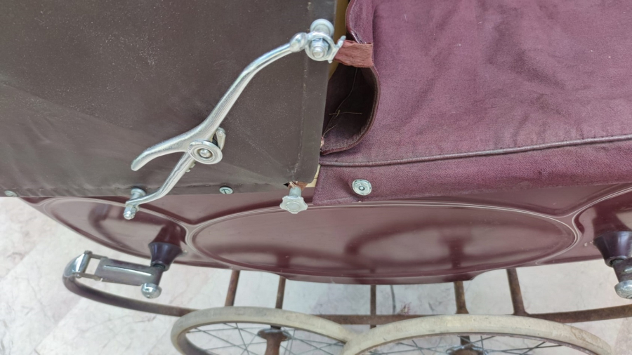 1920 SİLVER CROSS LUXURY BABY COACH MADE IN ENGLAND BORDO RENK METAL EKSİKSİZ  BEBEK COCUK ARABASI 
