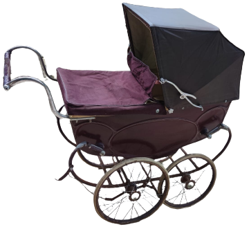 1920 SİLVER CROSS LUXURY BABY COACH MADE IN ENGLAND BORDO RENK METAL EKSİKSİZ  BEBEK COCUK ARABASI 