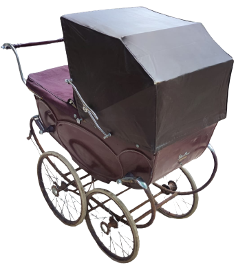 1920 SİLVER CROSS LUXURY BABY COACH MADE IN ENGLAND BORDO RENK METAL EKSİKSİZ  BEBEK COCUK ARABASI 