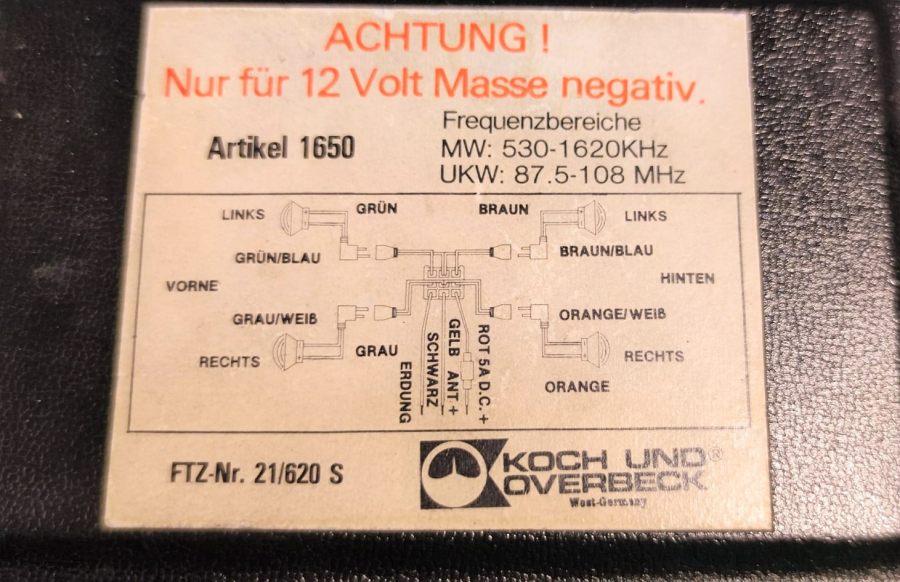 1980 KOCH UND OVERBECK WEST GERMANY CAR RADIO ÜST ÜSTE VAYA YAN YANA  DİZİLEREK KULLANILAN OTO SET  OTO RADYO TEYP ALAMİNYUM PANEL STEREO