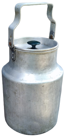 1960 MANDRA SÜT TAŞIMA KABI ALİMÜNYUM TAŞIMA TUTME YERİ OLAN KAPAKLI  GÜGÜM  SÜT TAŞIMA KABI 10 LİTRELİK