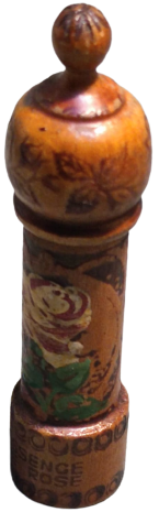 OSMANLIYA RUSYANIN CARLIK ZAMANINDA YAPILMIŞ ÜZERİ İŞLEMELİ EL BOYAMA KAPAKLI AHŞAP İÇERSİNDE KAPAKLI CAM ŞİŞESİ KUTUSUNDA GÜL YAGI PARFUM ŞİŞESİ