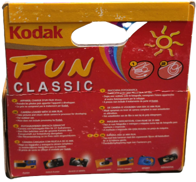 KODAK FUN CLASSIC KUTUSUNDA TEK KULLANIMLIK İÇERSİNDE FİLMİ BULUNAN FOTOGRAF MAKİNESİ CEK AT MODEL