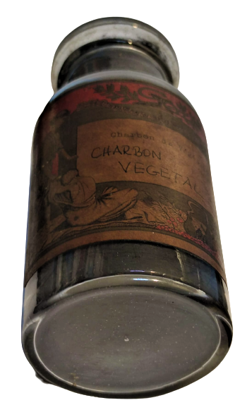 OSMANLI ETİKETLİ CHARBON VEGETAL ECZACI EL YAPIM İLACLARIN KONULDUGU CAM KAPAKLI İLAC KABİ İÇERSİ DOLU