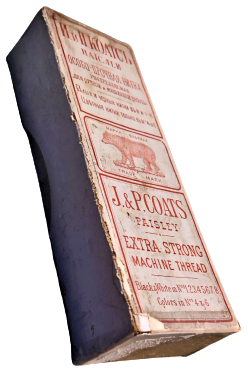  MAPKA J.&P. COATS PAISLEY EXTRA STRONG MACHİNE THREAD BEAR KARTON ETKETLİ OSMANCA YAZILI  DİKİŞ İPLİGİ KAPAKLI KUTU