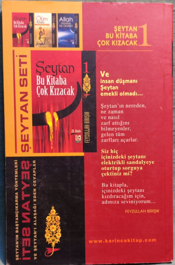 ŞEYTAN BU KİTABA COK KIZACAK FEYZULLAH BİRIŞIK KARTON KAPAKLI 153 SAYFA   ÖLCÜLERİ 13.5 x 21 CM