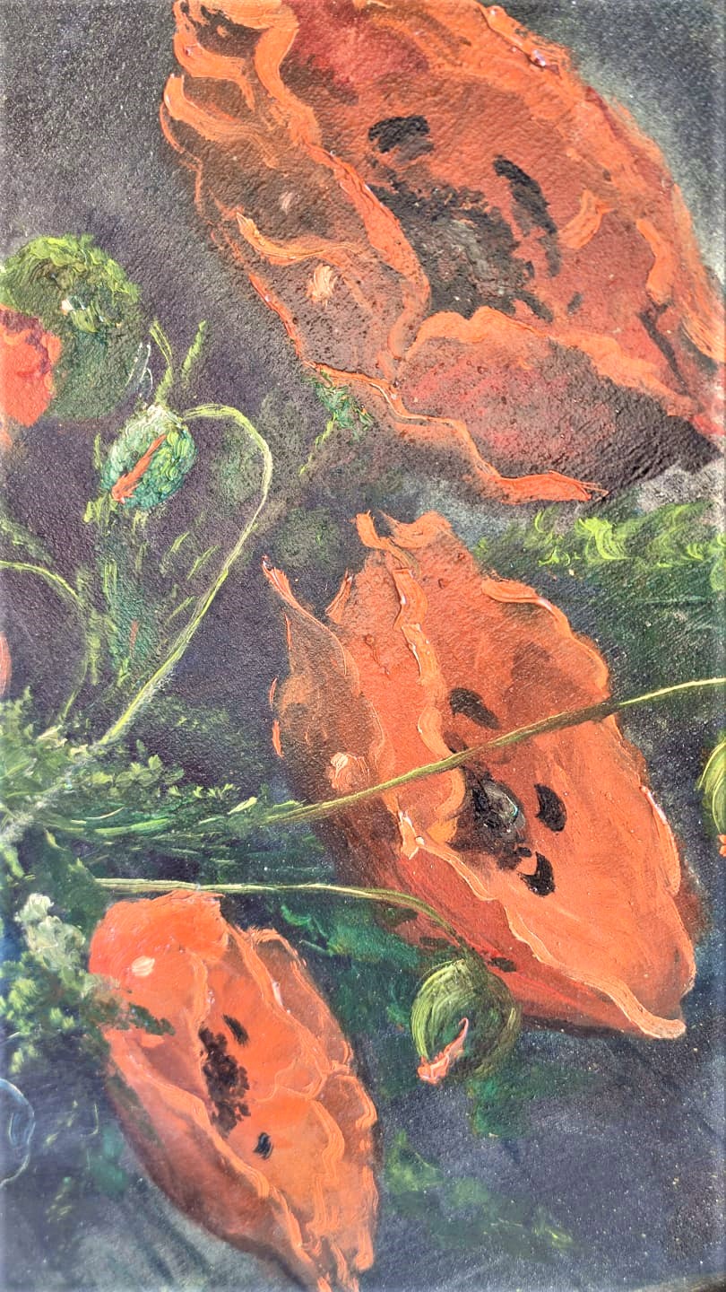 1973 TARİHLİ OL. ŞÜKRÜ SANATCI İMZALI VAZODA GÜLLER KASNAK ÜZERİ TUAL UZERİNE YAGLI BOYA CALIŞMA MASİF KENDİ ORJİNAL CERCEVESİNDE 