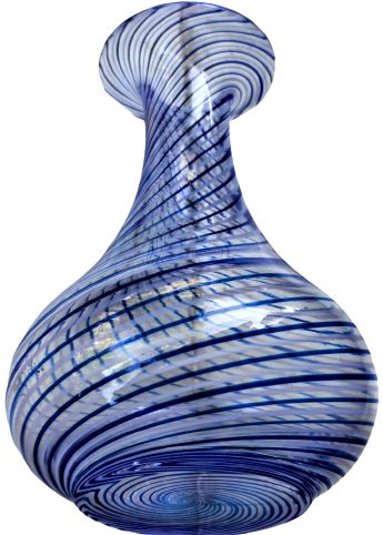 CEŞMİ BÜLBÜL EL YAPIM VAZO  MAVİNİN TONLARININ BEYAZIN İÇERSİNDE KIVRILARAK DANS ETMESİ