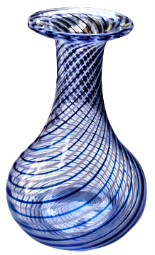 CEŞMİ BÜLBÜL EL YAPIM VAZO  MAVİNİN TONLARININ BEYAZIN İÇERSİNDE KIVRILARAK DANS ETMESİ