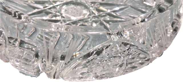 1970 İKİ ADET YUVARLAK FORMDA MASA SEHBA ÜZERİ KULLUK ŞEFFAF BİLLÜR CAM KRISTAL EL KESME CİFT KÜL TABLASI