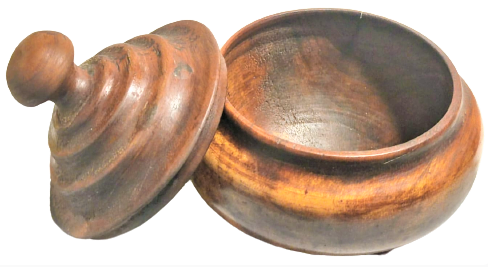 OSMANLI BEKTAŞİ MEVLEVİ TARİKATI TEKKE İŞİ AHŞAP EL TORNASINDA CEKİLMİŞ KAPAKLI EL YAPIM SUNUM ŞEKERLİK