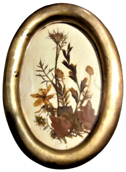 1960 İKEBANA SANAT ÖRNEGİ PİRİNC CERCEVESİNDE KURUTULMUŞ CİCEKLERLE YAPILMIŞ SANATCI İŞİ ORJİNAL CERCEVESİNDE