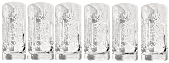 1970 EL KESME KRISTAL BEYAZ ŞEFFAF CAMDAN  6 ADET RAKI LİMONATA ŞERBET BARDAGI TAM TAKIM SORUNSUZ