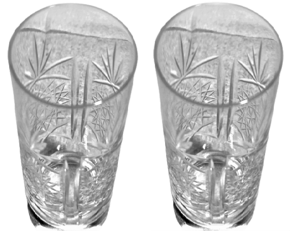 1970 EL KESME ÜZERİ DESENLİ KRISTAL BEYAZ ŞEFFAF CAMDAN 2 ADET AKŞAMCI RAKI BARDAGI  SORUNSUZ