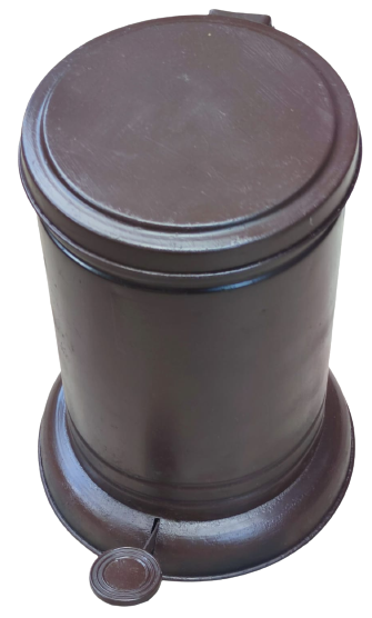 1960 AYAK PEDALLI DEVLET DAİRELERİNDE KULLANILAN METAL KAHVERENGİ İÇERSİ KOVALI CÖP KOVASI