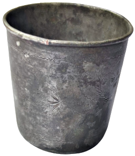 OSMANLI BAKIR ÜZERİ KALAYLI KOMPLE KALEM İŞ CİCEK DALLARI DESENLİ BEBEK MAMA YEDİRME  BARDAGI