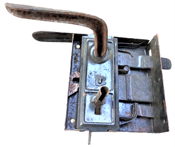 OSMANLI METAL EL YAPIM PERCİNLİ MEKANİK MACAR KİLİDİ DİYE ANILAN AHŞAP KAPILARDA KULLANILAN ACMA KAPAMA KOLLU KİLİT YENİ YAPIM DEGİLDİR